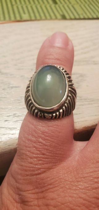 Sterling Silver Vintage Retro Jade Ring Size 7.  25 2