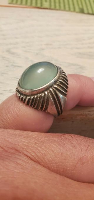 Sterling Silver Vintage Retro Jade Ring Size 7.  25 3