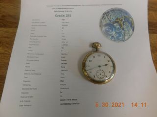 Elgin 16 Size Antique Pocket Watch,  Gold Filled Case 7 Jewel Missing Second Hand