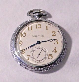 Art Deco Waltham 10 Size 15 Jewel Pocket Watch W/ Fancy Supreme Case - 1929