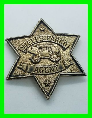 Unique Neat Vintage Wells Fargo Agent Star Badge Gold Tone Pin