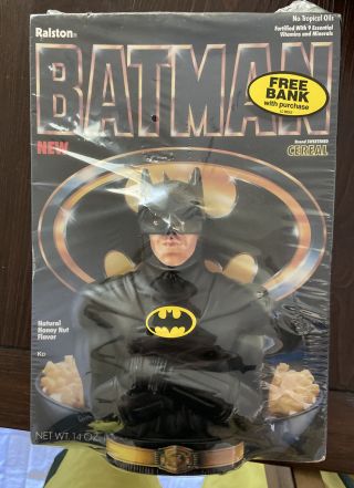 Vintage 1989 Ralston Batman Cereal Box With Coin Bank - - Never Opened
