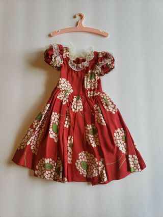 Vintage 1950s for Ideal Little Miss Revlon 18 in Doll - Red Dress W White Flowers 2