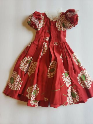 Vintage 1950s for Ideal Little Miss Revlon 18 in Doll - Red Dress W White Flowers 3
