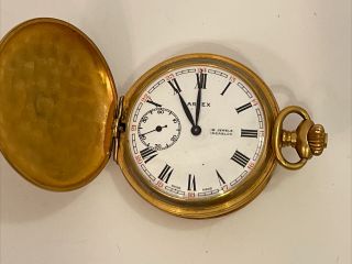 Vintage Arnex Incabloc 15 Jewels Gold Plated Pocket Watch With Chain Swiss Made 3
