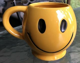 Vintage Mccoy Sunshine Yellow Smiley Face Smile Coffee Mug Cup 1970s