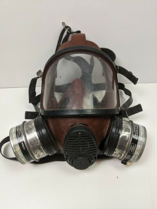 Vintage Full Face Respirator Mask With Dual Cartridges - Ao50349