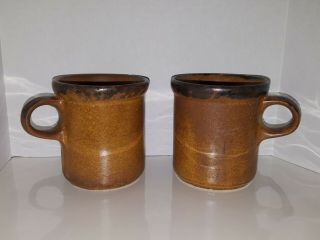 Vintage Mccoy Brown Pottery 1412 Usa Coffee Cup Mugs Set Of 2 Cups Chocolate