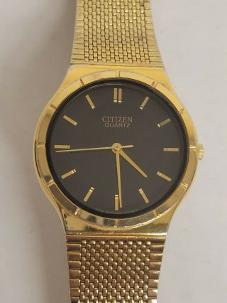 Vintage Mens Citizen Quartz Gold Tone Dress Watch 6031 - K06584.  Runs Good Shape