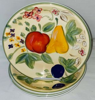 4 Gibson Everyday Fruit Grove Pears & Apples 8 1/4 " Luncheon Plates
