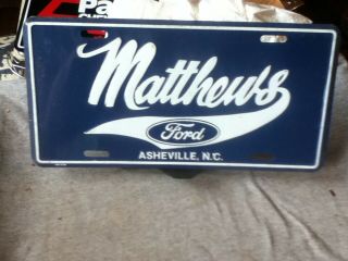 Dealer License Plate Vintage Matthews Ford Asheville Nc Rustic Metal