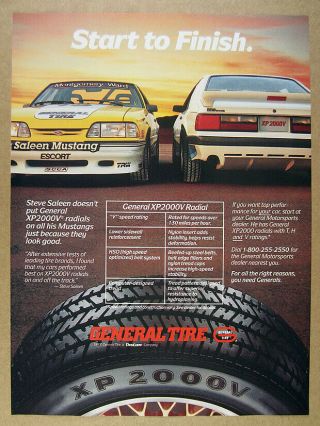 1987 General Tire Saleen Ford Mustang Race & Street Cars Photo Vintage Print Ad