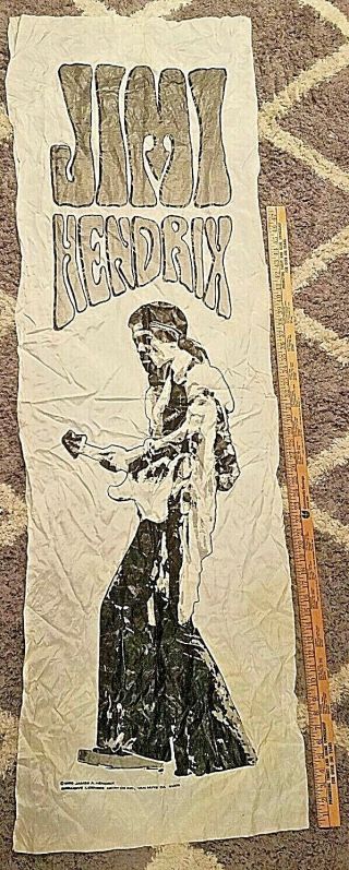 Rare Vintage 1988 Jimi Hendrix Exclusive Silk Tapestry Flag Banner 64 " 21 " Nikry