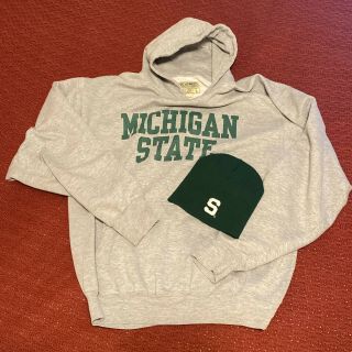 Michigan State Spartans Embroidered Steve & Barrys Hoodie Sweatshirt Vtg Sz L