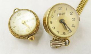 2 - Gold Tone Dome Ball Watch Pendants - Sutton & Bucherer