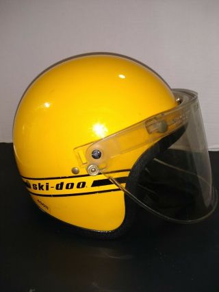 Vintage Yellow Ski - Doo Helmet With Full Face Visor Xl