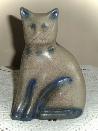 Bbp Beaumont Brothers Pottery Salt Glazed Country Kitty Cat Figurine 4 1/4 "