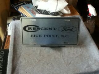 Dealer License Plate Vintage Crescent Ford High Point Nc Rustic Metal
