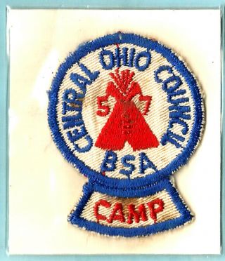 1957 Early Central Ohio Council Cp Boy Scout Patch,  Rare Earned Camp Segment C/e