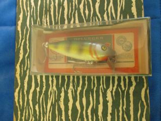 Vintage Pflueger Famous Bait 8606 Lure In Boxw/ Papers -