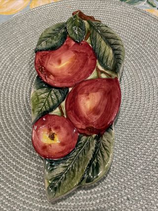 Zanolli Apples Fruit Serving Dish Plate 10” X 5” Made In Italy 6921