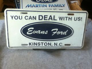 Dealer License Plate Vintage Evans Ford Kinston Nc Metal Rustic