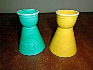 2 Vintage Fiesta Egg Cups Yellow & Green Fiestaware