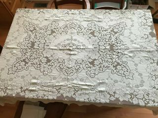 Vintage Quaker Lace Tablecloth 40 " X 56 " Off White Table Covering