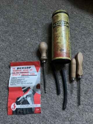 Vintage Dunlop " Reddiplug " Repair Kit For Tubeless Tyres Tin
