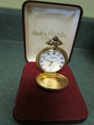 Swiss Made Andre Rivalle 17 Jewels Vintage Wind Up Pocket Watch