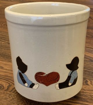 Amish Stencil Robinson Ransbottom Pottery 2 Qt High Jar Crock Pot Kitchen Decor