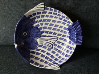 Zanolli Hand Painted Blue And White Italy Fish Platter Dish Italian Art