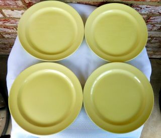 Vintage Set Of 4 Ts&t Taylor Smith Lu - Ray Pastels " Yellow " 9 1/4 " Dinner Plates