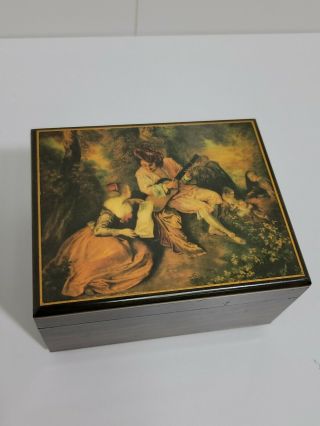 The Scale Of Love Jean - Antoine Watteau Reuge Music Box Switzerland Vintage Wood