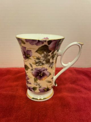 Vintage Royal Patrician Fine Bone China England Purple Flower Footed Tea Cup