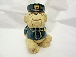 Vintage Artesania Rinconada Police Bulldog W/ Painted Uniform & Cap Signed