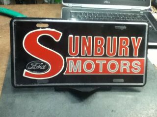 Dealer License Plate Vintage Sunbury Motors Ford Pennsylvania Rustic Metal Usa