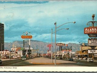The Fabulous Strip Vintage 1969 Postcard Post1971 Las Vegas Nevada Nv Gas.  32¢