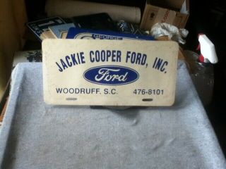 Dealer License Plate Vintage Jackie Cooper Ford Woodruff South Carolina Sc Paper