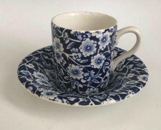 Royal Crownford Staffordshire England Blue Calico Chintz Demitasse Cup & Saucer