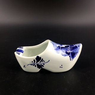 Vintage Delft Blue Dutch Clog Shoe Windmill Floral Ashtray Holland Hand Painted