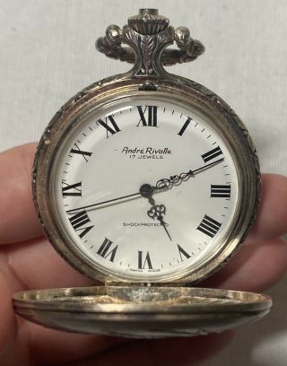 Vintage André Rivalle 17 Jewels Swiss Made Pocket Watch 2