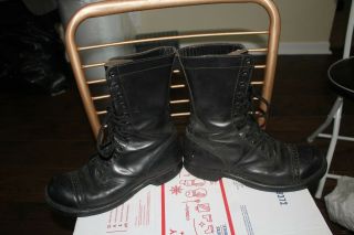 Vtg Corcoran Military Usa Black Leather Lace Up Paratrooper Work Boots Size 8 D