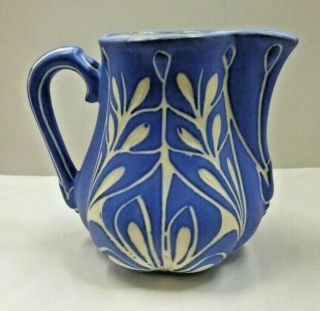 Vintage Pablo Zabal Chile Folk Art Pottery Blue Ceramic Creamer
