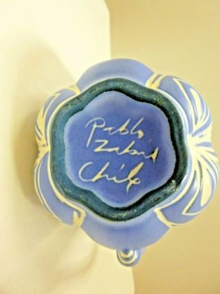 Vintage Pablo Zabal Chile Folk Art Pottery Blue Ceramic Creamer 3