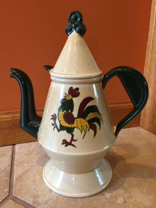 Metlox Poppy Trail Green Rooster Provincial Teapot Tea Pot