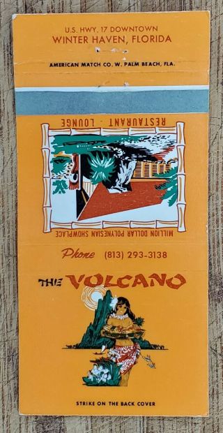 Vintage Matchbook The Volcano Winter Haven Florida Restaurant Lounge