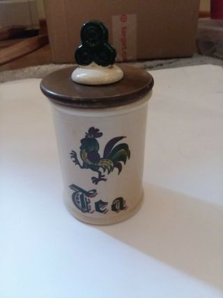 Metlox Poppytrail Green Rooster Provincial Tea Canister - Vintage Farmhouse