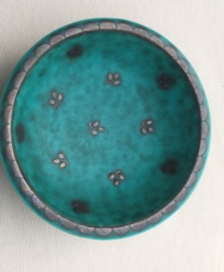 Vintage Modernist Mcm Gustavsberg Argenta Silver Overlay Footed Small Bowl Dish