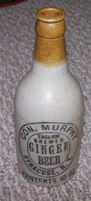 Vintage Con.  Murphy English Brewed Ginger Beer Stoneware Bottle Syracuse N.  Y.